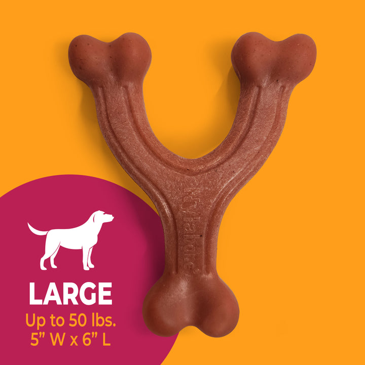 Nylabone Strong Chew Wishbone Dog Chew Toy Made with Real Bacon Large (1 Count)