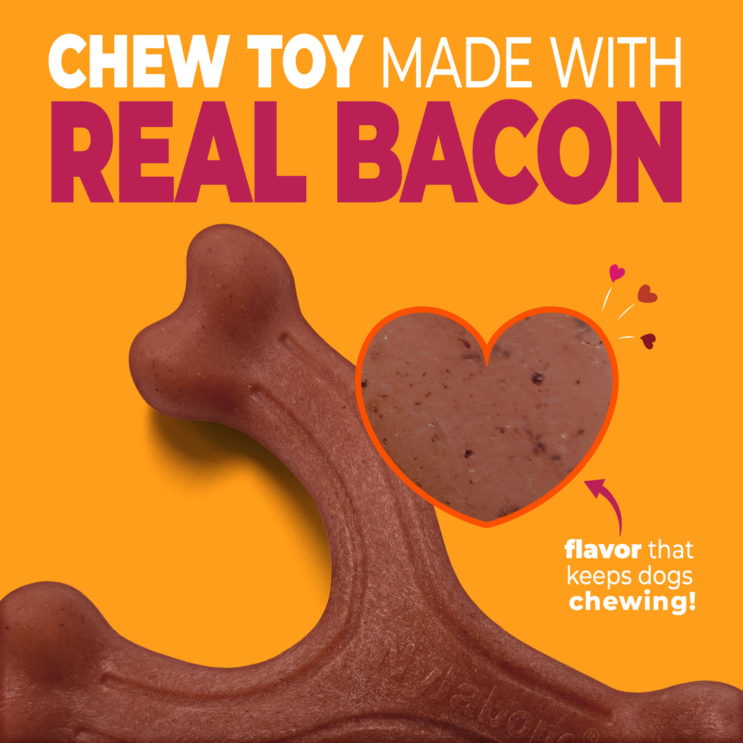 Nylabone Strong Chew Wishbone Dog Chew Toy Made with Real Bacon Large (1 Count)