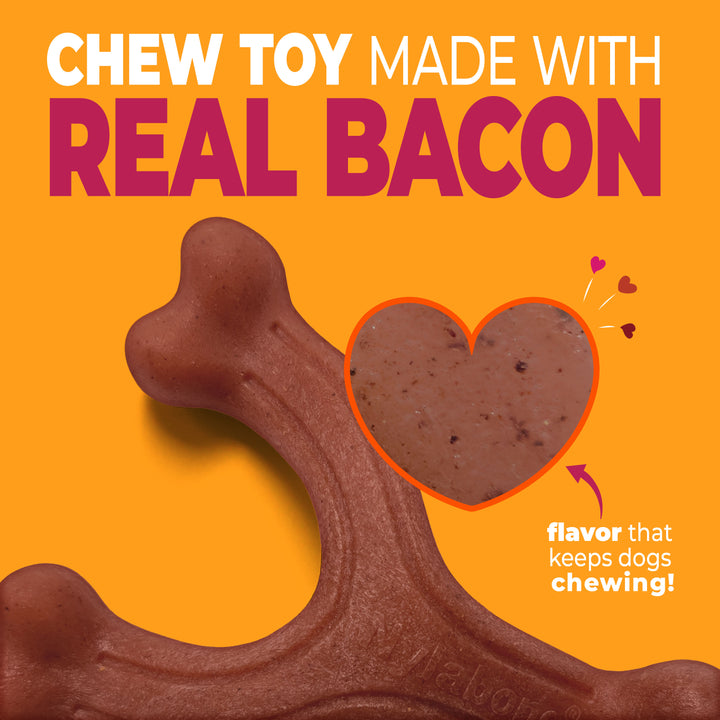 Nylabone Strong Chew Wishbone Dog Chew Toy Made with Real Bacon Large (1 Count)