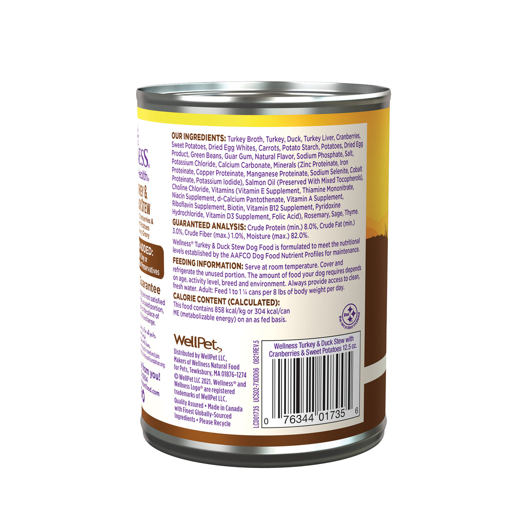 Wellness Complete Health Natural Grain Free Canned Dog Food, Turkey &amp; Duck Stew, 12.5-Ounce Can (Pack of 12)