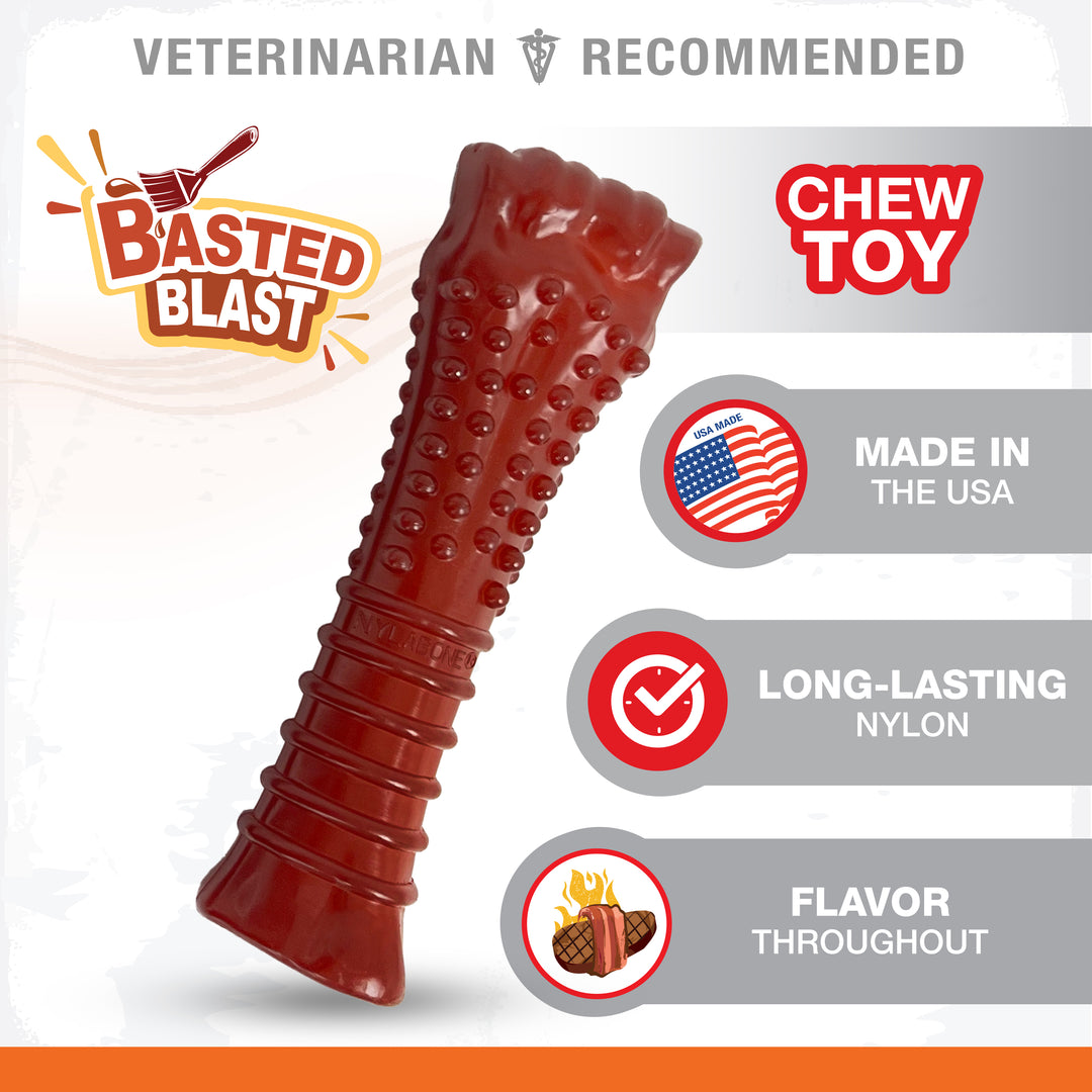 Nylabone Power Chew Basted Blast Textured Bone Dog Chew Toy Bacon &amp; Steak X-Large (1 Count)