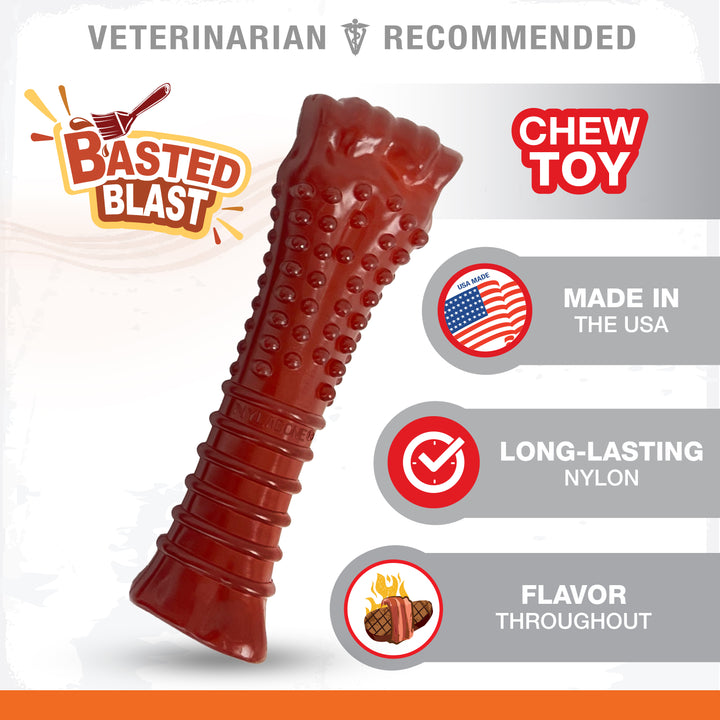 Nylabone Power Chew Basted Blast Textured Bone Dog Chew Toy Bacon &amp; Steak X-Large (1 Count)