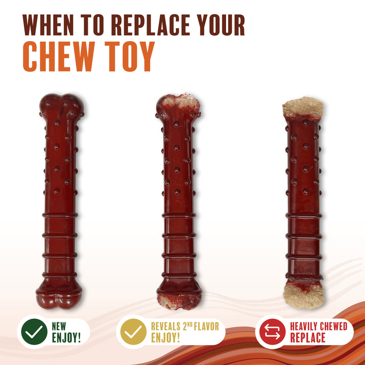 Nylabone Power Chew Basted Blast Original &amp; Textured Bone Dog Chew Toys Bacon &amp; Steak Small (2 Count)