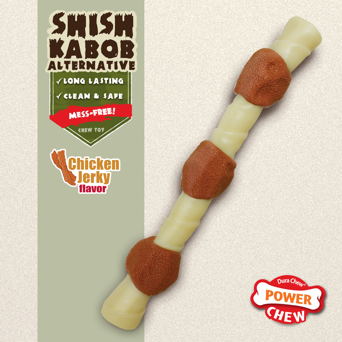 Nylabone Power Chew Shish Kabob Alternative Nylon Chew Toy Chicken Jerky Small/Regular - Up to 25 Ibs. (1 Count)