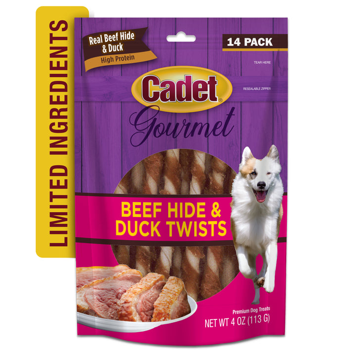Cadet Gourmet Beef Hide &amp; Duck Dog Twist Sticks 4 Ounce (14 Count)