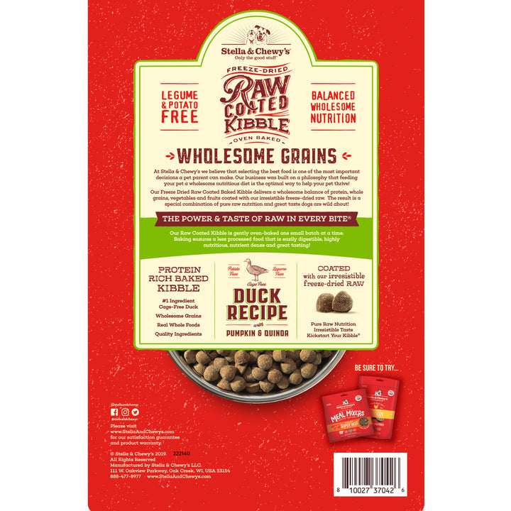 Kibble Raw Coated Wholesome Grain Duck - 3.5 lb