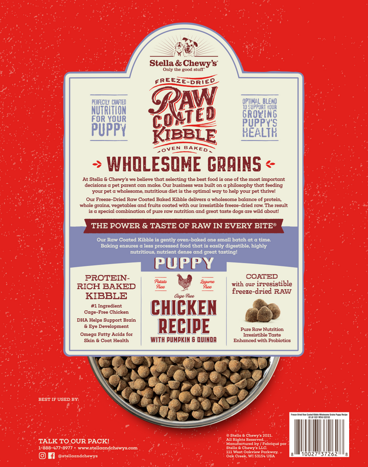Kibble Raw Coated Wholesome Grains Puppy Chicken- 22 lb