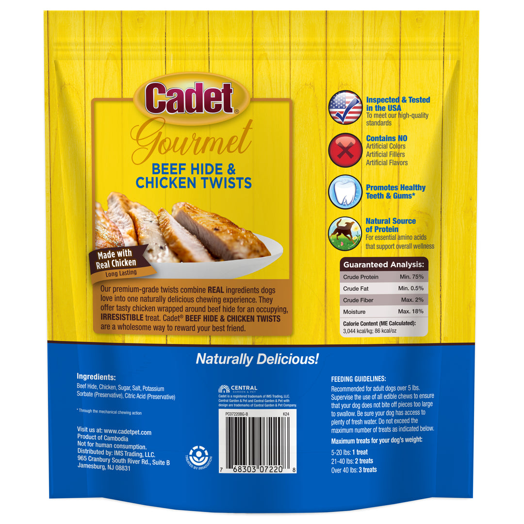 Cadet Gourmet Beef Hide &amp; Chicken Twists Sticks 14 Ounce (50 Count)