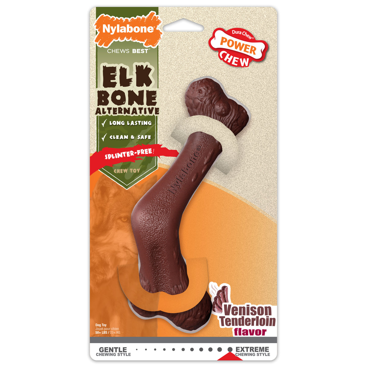 Nylabone Power Chew Elk Bone Alternative Chew Toy Venison X-Large (1 Count)