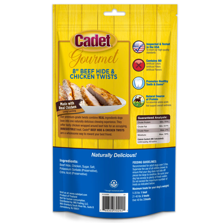 Cadet Gourmet Beef Hide &amp; Chicken Twists Sticks 10 Ounce (6 Count)