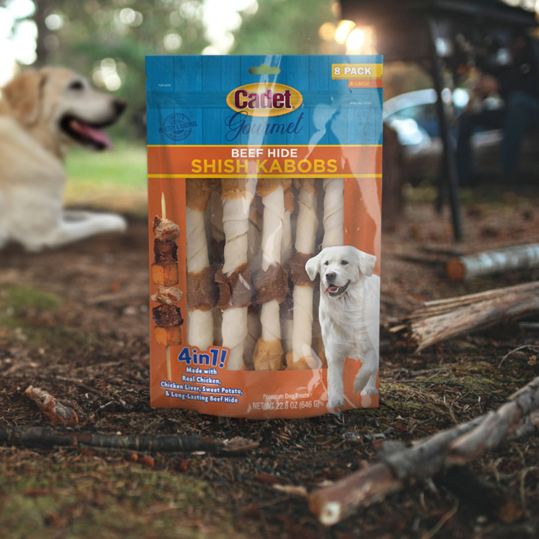 Cadet Gourmet Beef Hide Shish Kabob Dog Treats 11.6 Ounce (4 Count)