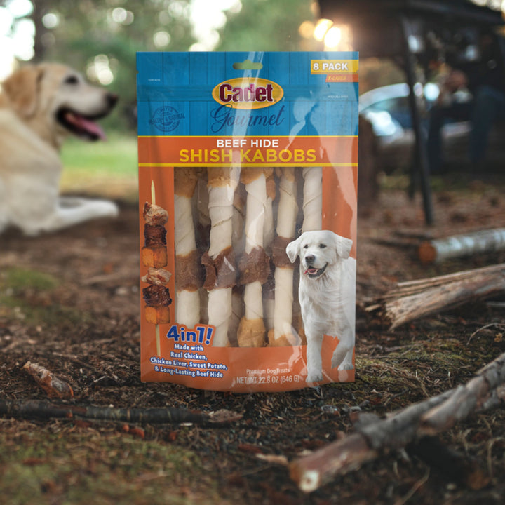 Cadet Gourmet Beef Hide Shish Kabob Dog Treats 42.8 Ounce (15 Count)