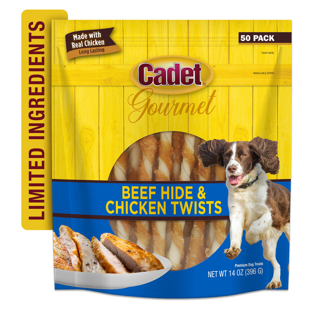 Cadet Gourmet Beef Hide &amp; Chicken Twists Sticks 14 Ounce (50 Count)