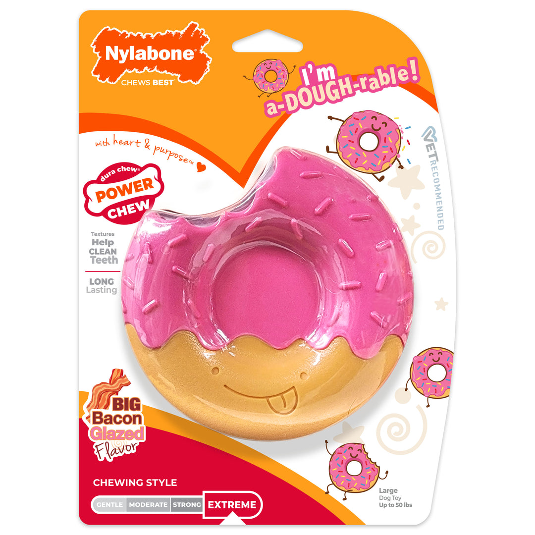 Nylabone Power Chew Donut Dog Chew Toy Bacon Glazed Large (1 Count)