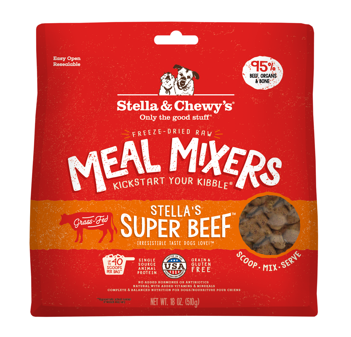 Freeze-Dried Stella's Super Beef Meal Mixers - 18 oz