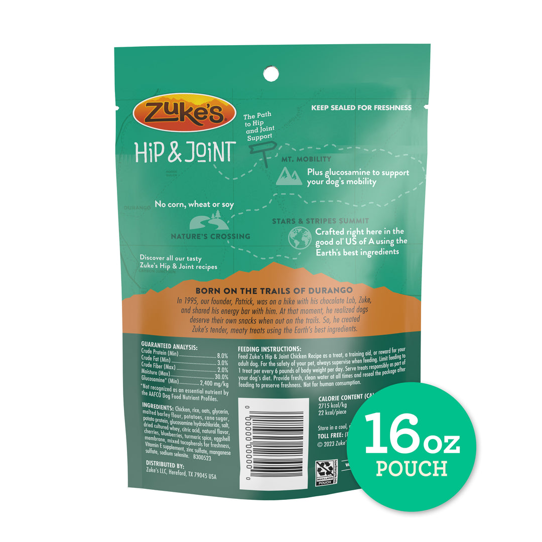 Zukes Hip Action Chicken Dog Treats 16 oz back