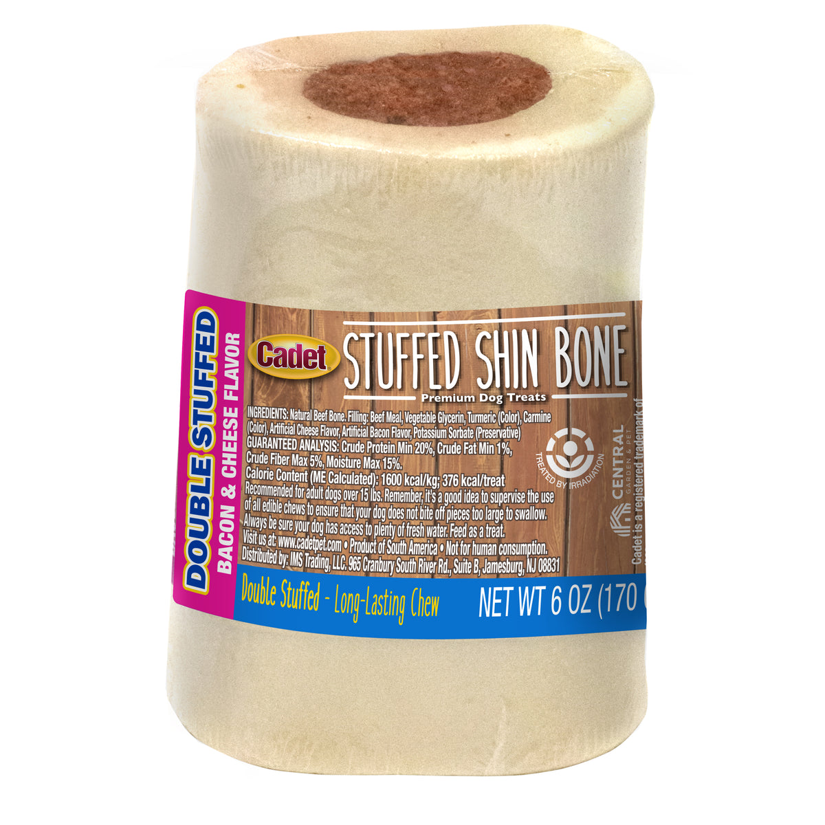 Cadet Double Stuffed Shin Bones for Dogs Bacon & Cheese Small (1 Count)