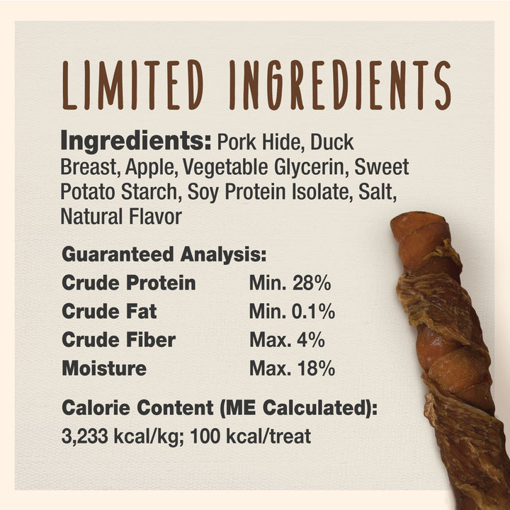 Cadet Gourmet Triple Chews Pork Hide Twists Apple &amp; Duck (6 Count)