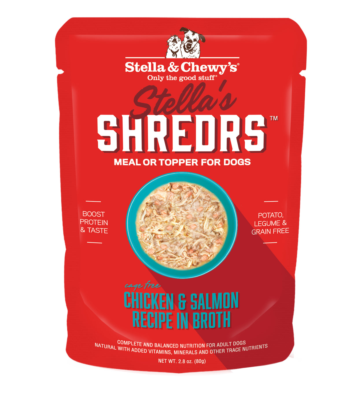 Stella's Shredders Chicken & Salmon in Broth - 2.8 oz