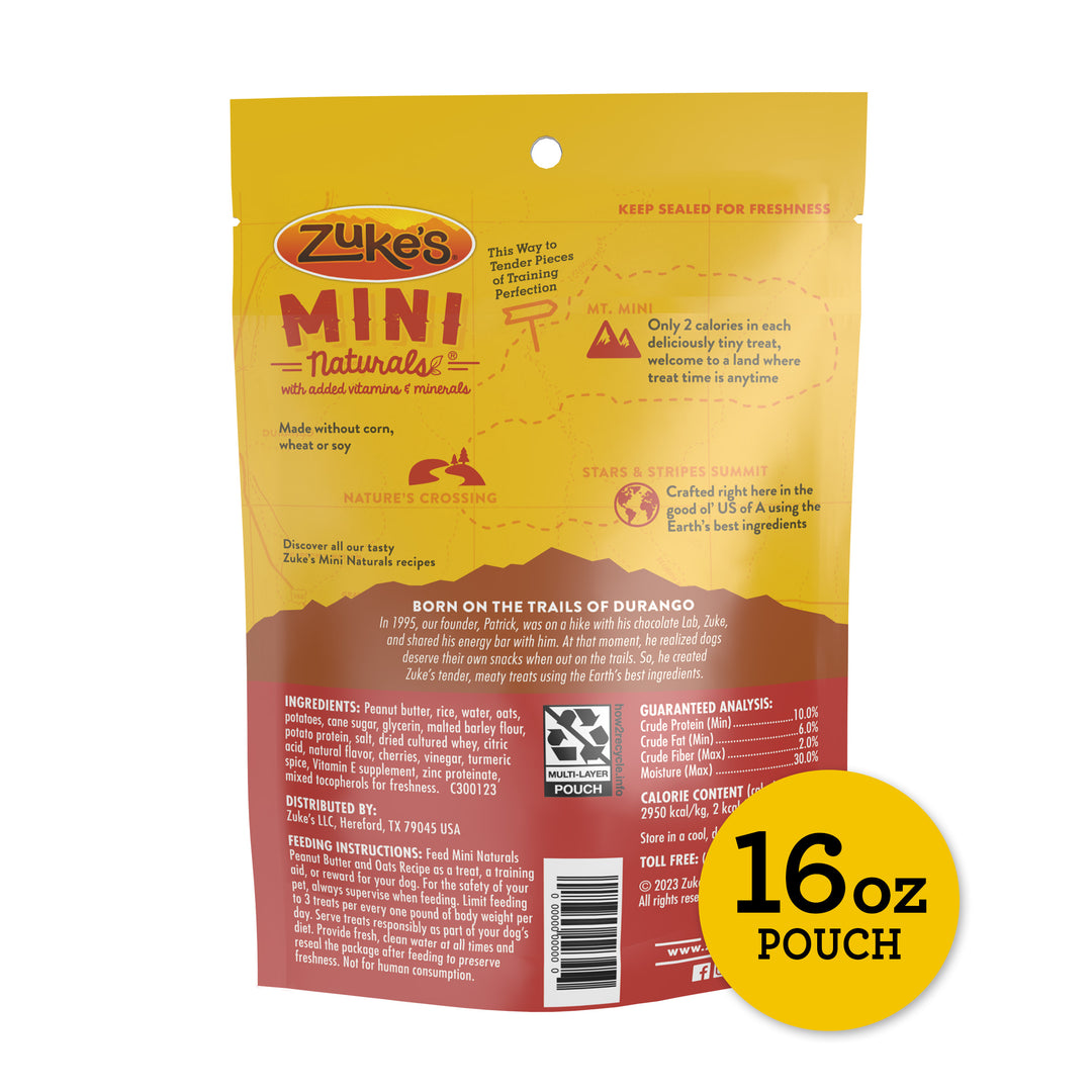 Zukes Mini Naturals Peanut Butter and Oat Dog Treats 16 oz back