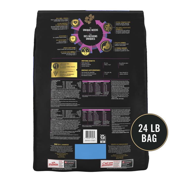 Purina ProPlan Sensitive Lamb and Rice 24lbs back