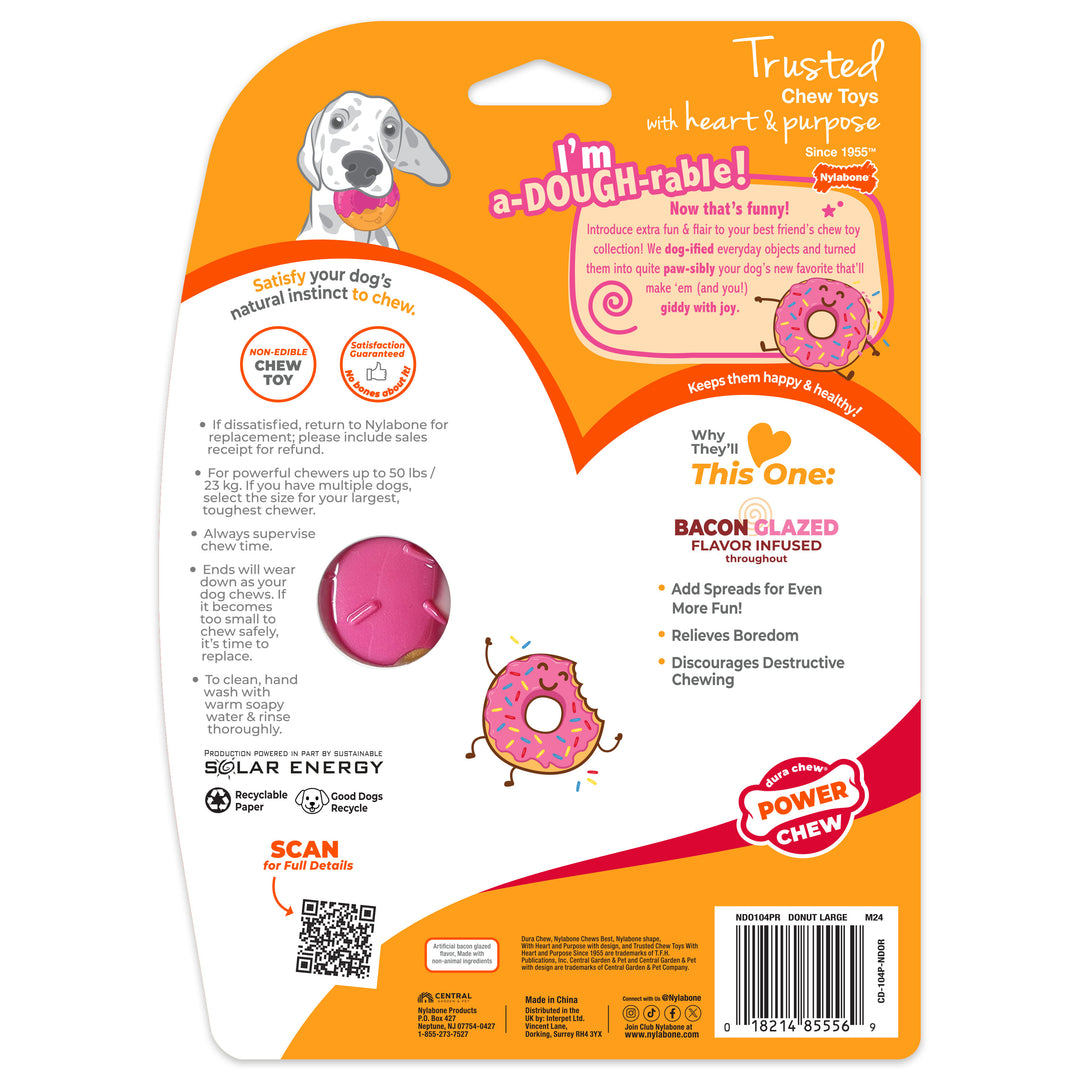 Nylabone Power Chew Donut Dog Chew Toy Bacon Glazed Large (1 Count)