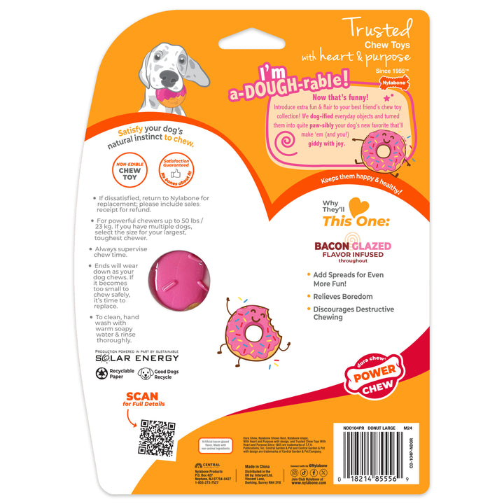 Nylabone Power Chew Donut Dog Chew Toy Bacon Glazed Large (1 Count)