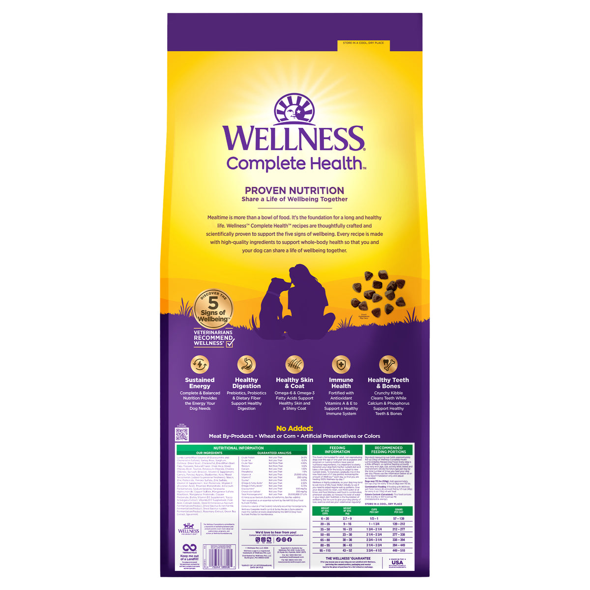 Wellness Complete Health Dry Dog Food, Wholesome Grains, Natural, Lamb & Barley Recipe, (30-Pound Bag)