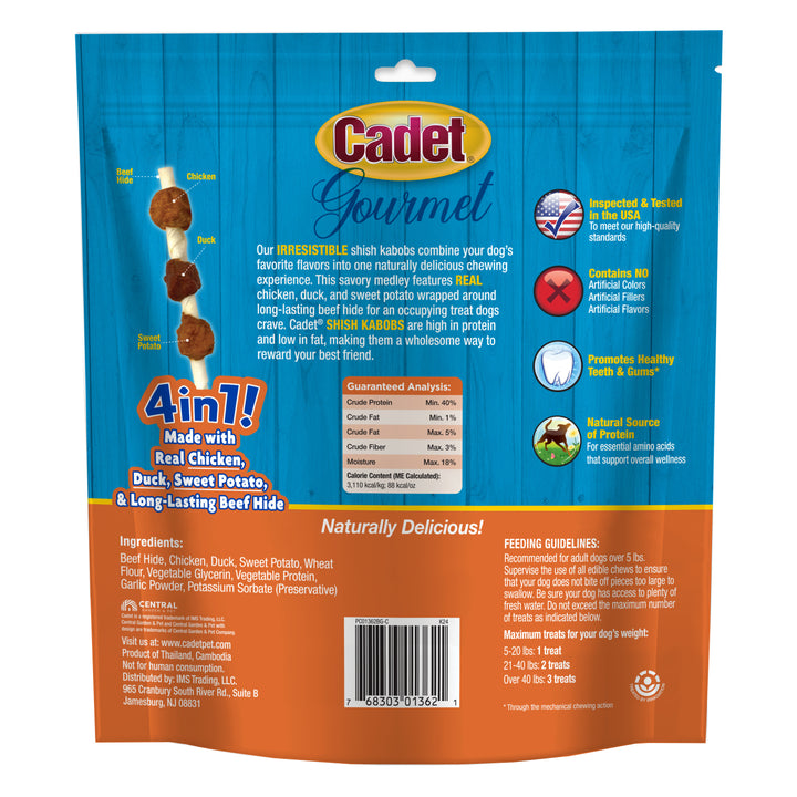 Cadet Gourmet Beef Hide Shish Kabob Dog Treats 12 Ounce