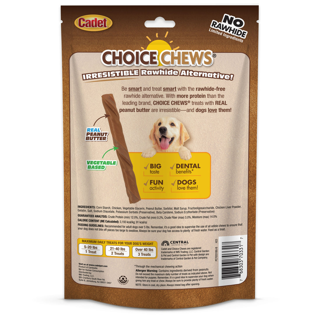 Cadet Choice Chews No Rawhide Dog Chew Twists Peanut Butter 6.35 Ounce (15 Count)