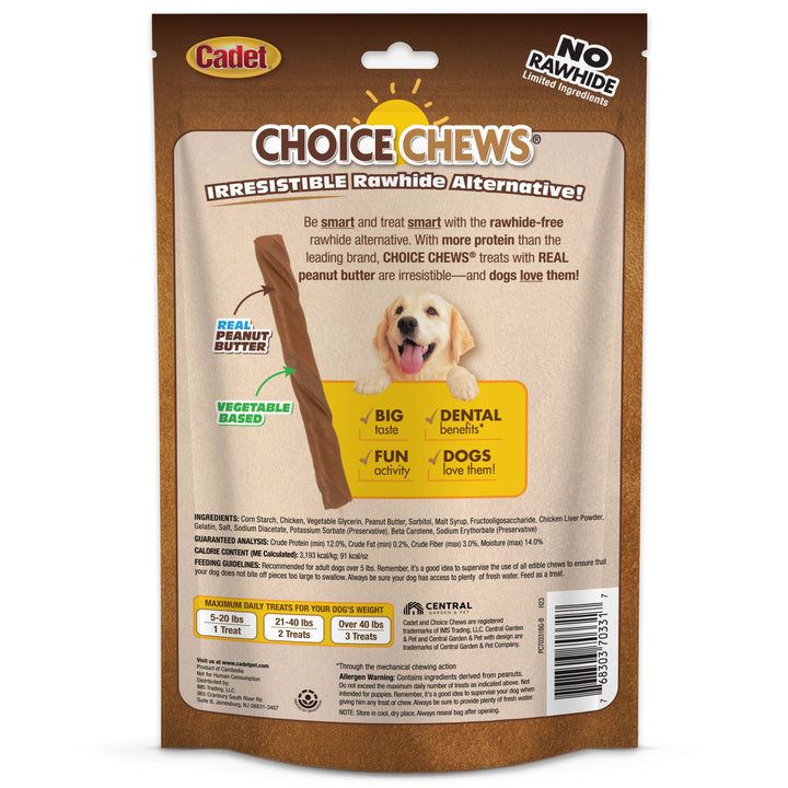 Cadet Choice Chews No Rawhide Dog Chew Twists Peanut Butter 6.35 Ounce (15 Count)