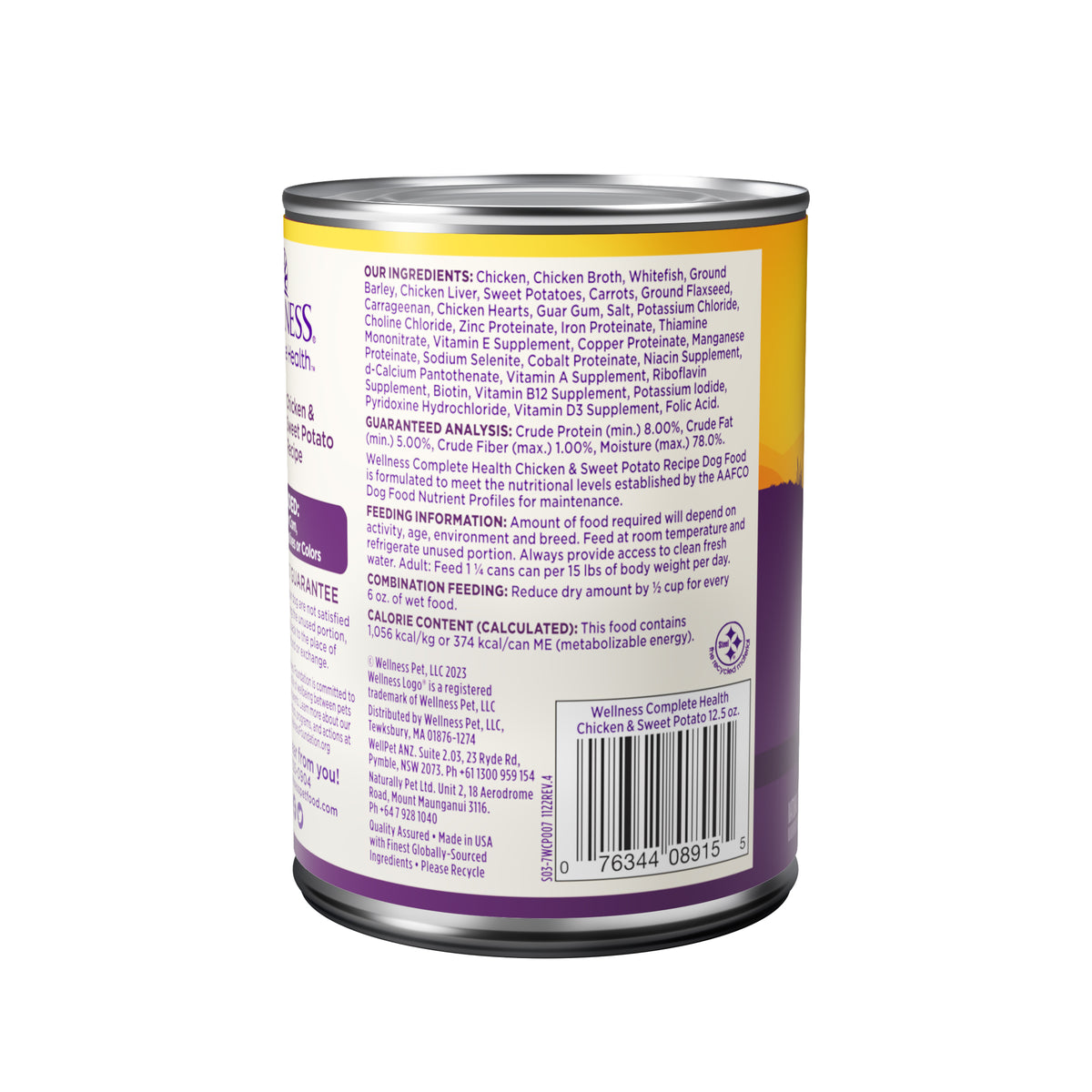 Wellness Complete Health Natural Wet Canned Dog Food, Chicken & Sweet Potato, 12.5-Ounce Can (Pack of 12)