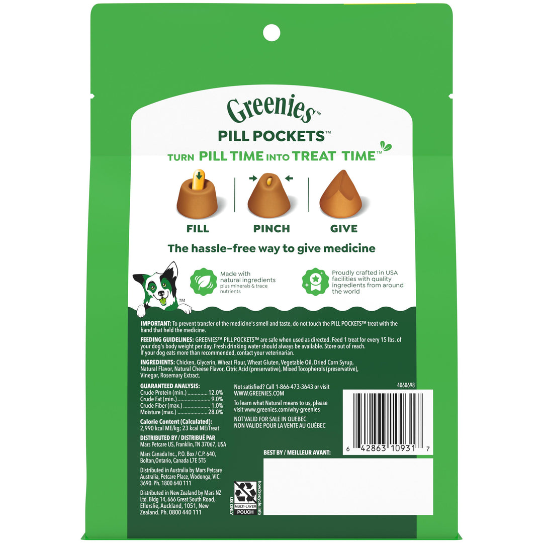 Greenies Pill Pockets Treats Cheese Dog 15.8 oz