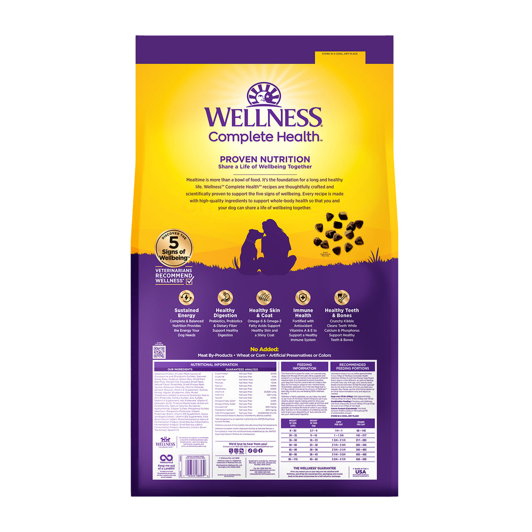 Wellness Complete Health Dry Dog Food, Wholesome Grains, Chicken &amp; Oatmeal Recipe, 38-Pound Bag