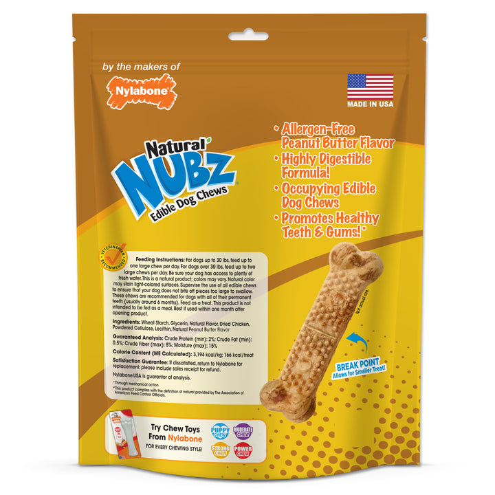 Nylabone Nubz Peanut Butter Dog Chew Treats Large (15 Count)
