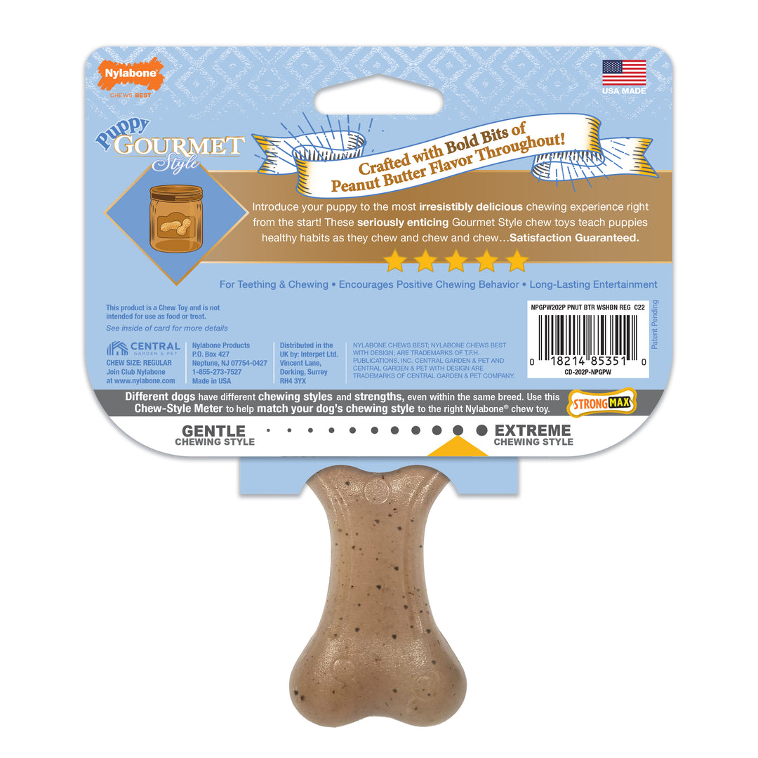 Nylabone Strong Chew Gourmet Style Wishbone Puppy Chew Toy Peanut Butter Small (1 Count)