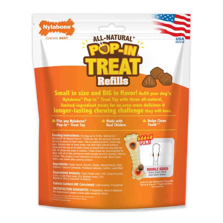 Nylabone All-Natural Pop-In Dog Treat Refills Chicken All Sizes (90 Count)