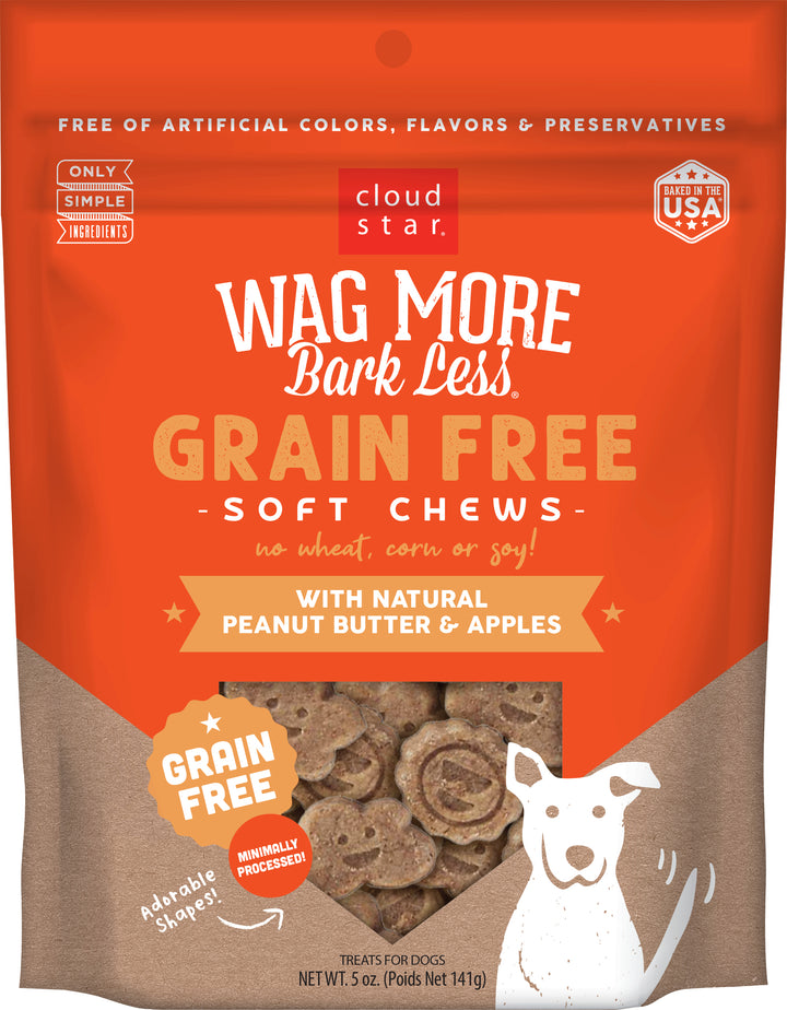 Wag More Bark Less Grain Free Peanut Butter Apple Chewy Treats 5 oz