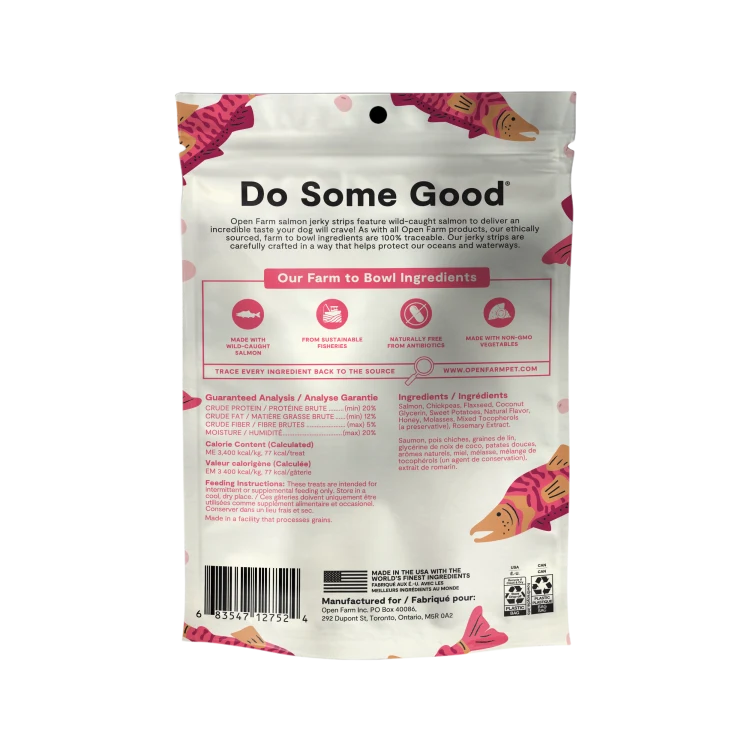 Open Farm GF Jerky Strips Wild Salmon 13 oz