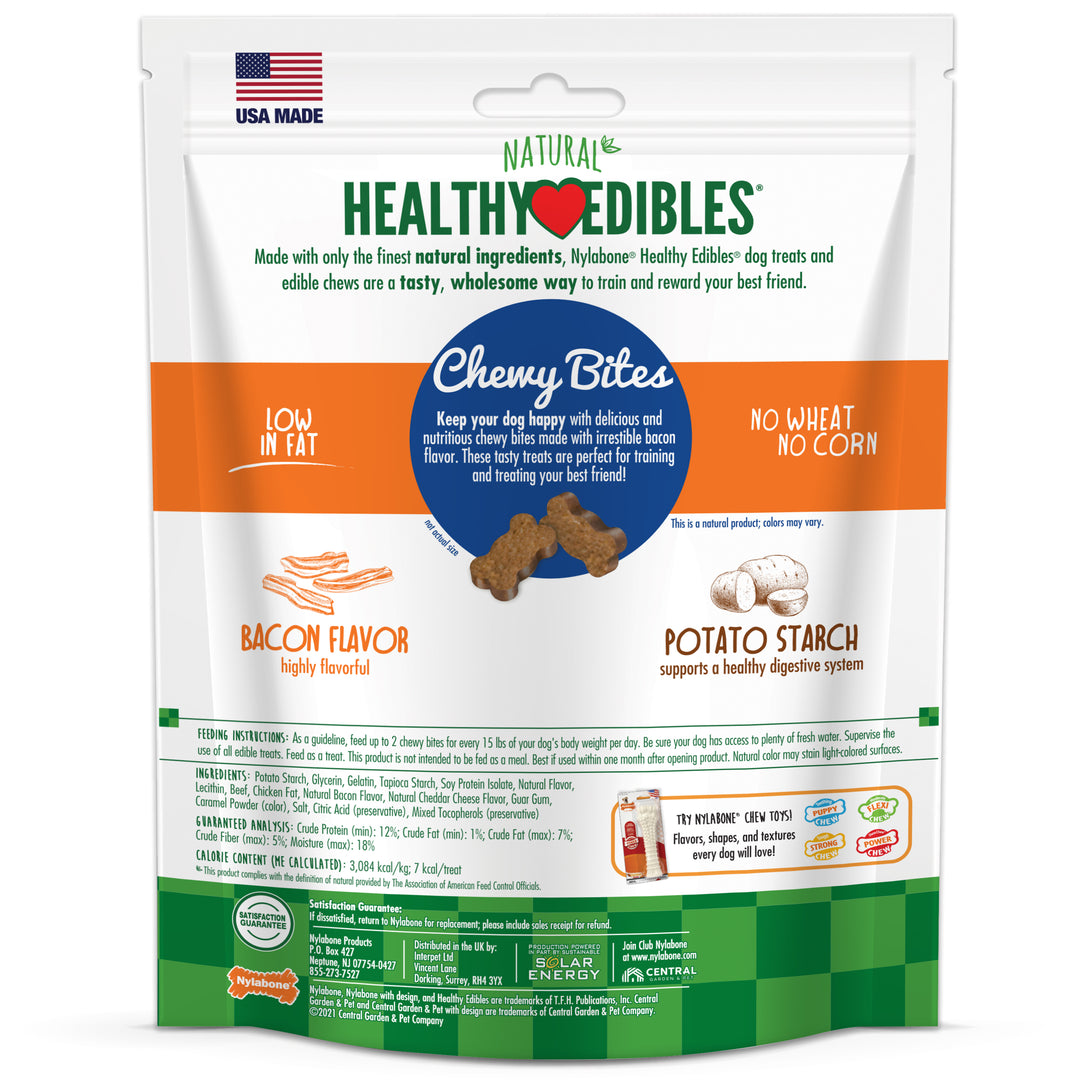 Nylabone Healthy Edibles Chewy Bites All-Natural Soft Chew Treats Bacon 6 Ounce (1 Count)