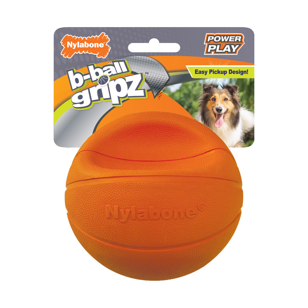 Nylabone Power Play B-Ball Gripz Basketball Dog Toy Medium 4.5 Inch (1 Count)