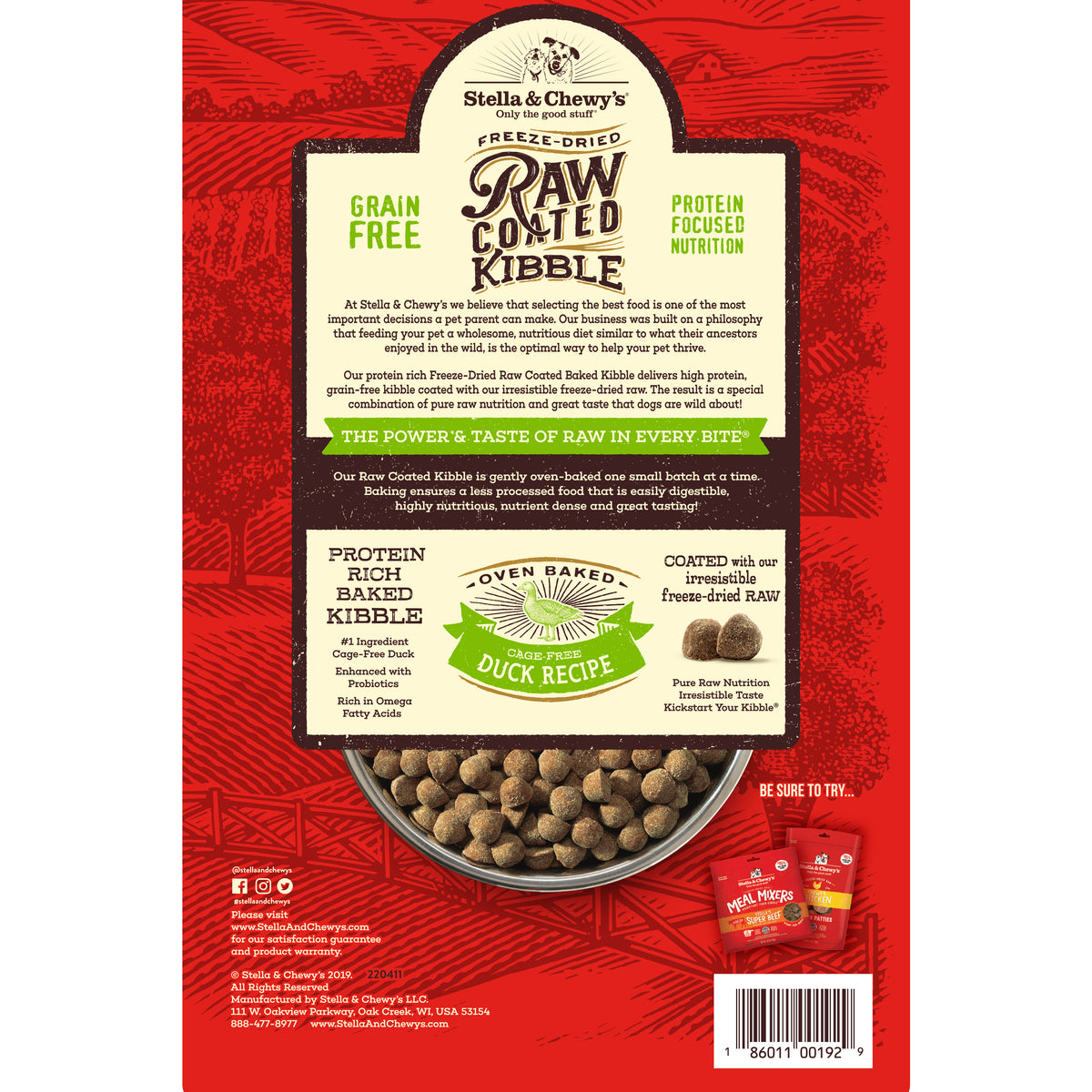 Kibble Raw Coated Duck - 3.5 lb