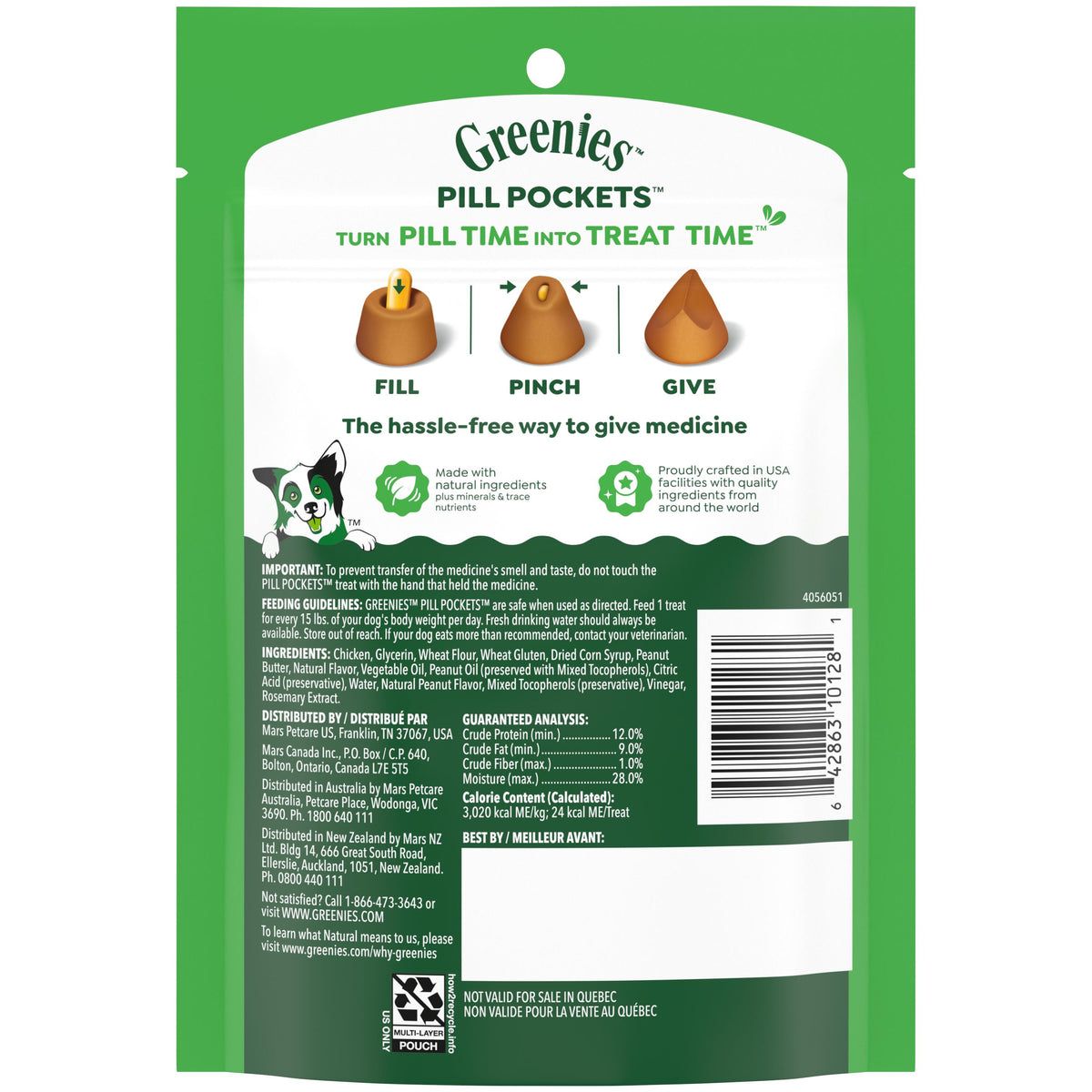 Greenies Canine Pill Pockets Peanut Butter Capsules 7.9oz 30pk