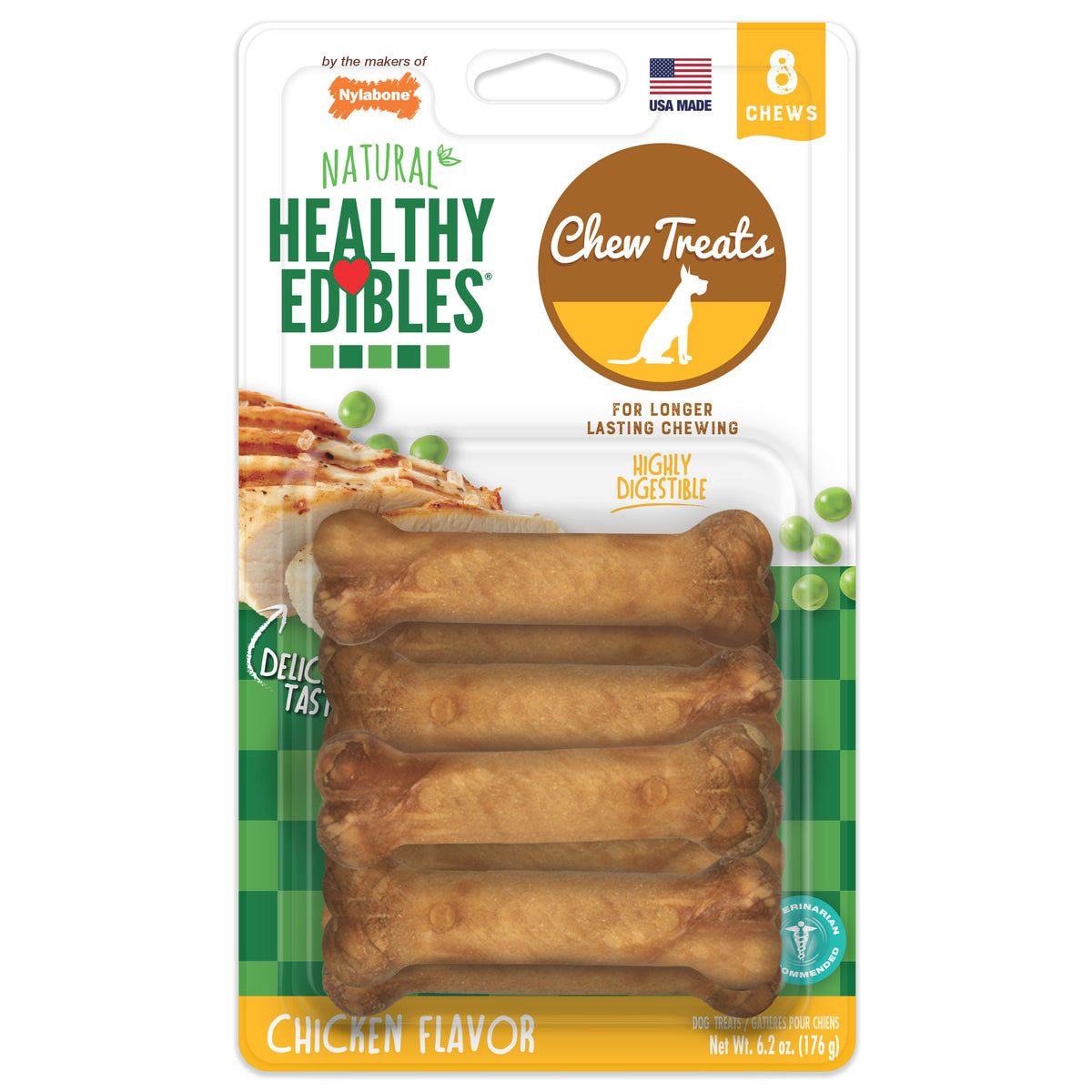 Nylabone Healthy Edibles All-Natural Long Lasting Chew Treats Chicken X-Small (8 Count)