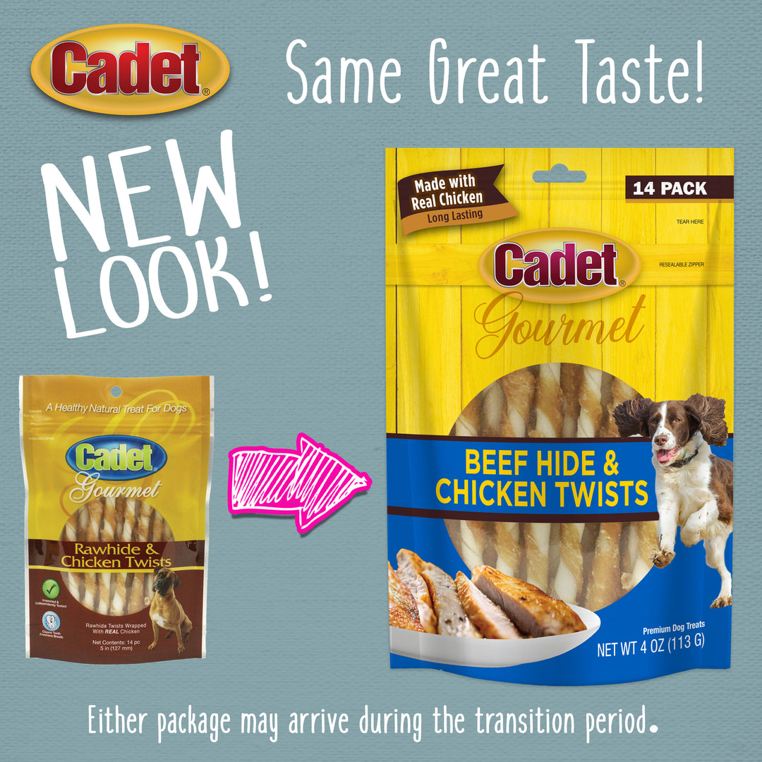 Cadet Gourmet Beef Hide &amp; Chicken Twists Sticks 4 Ounce (14 Count)