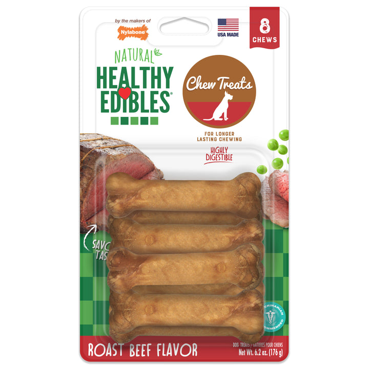Nylabone Healthy Edibles All-Natural Long Lasting Chew Treats Roast Beef X-Small (8 Count)