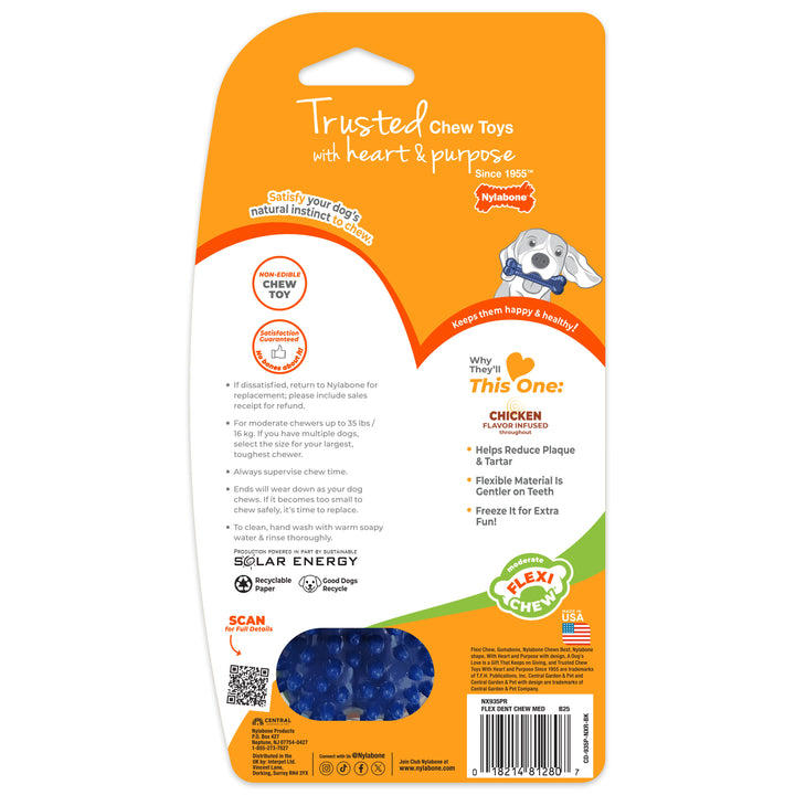 Nylabone Flexi Chew Gumabone Textured Dental Bone Dog Chew Toy Chicken Medium (1 Count)