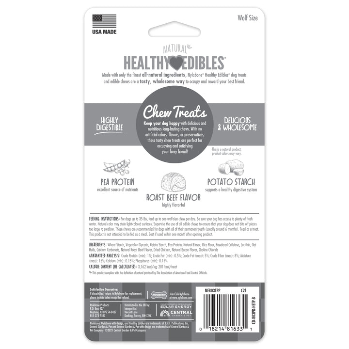 Nylabone Healthy Edibles All-Natural Long Lasting Chew Treats Roast Beef Medium (2 Count)