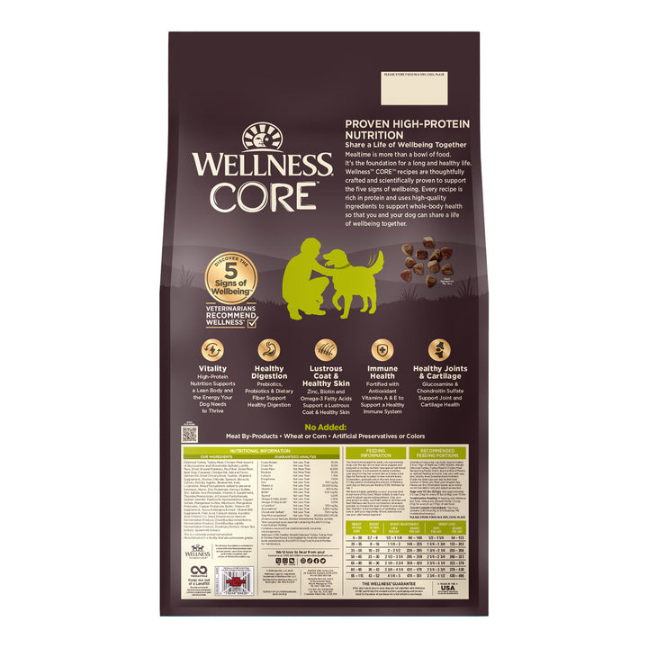 Wellness CORE Dry Dog Food, Grain-Free, High Protein, Healthy Weight, Natural, Deboned Turkey, Turkey Meal &amp; Chicken Meal Recipe, (24-Pound Bag)