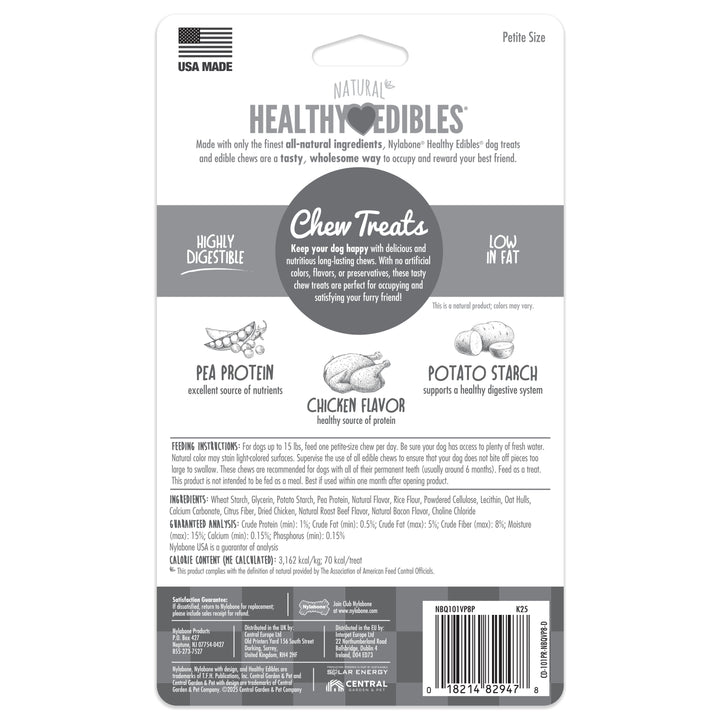 Nylabone Healthy Edibles All-Natural Long Lasting Chew Treats Chicken X-Small (8 Count)